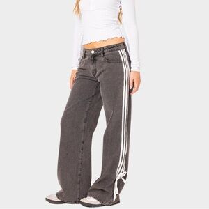 Edikted Charcoal Denim Pants ribbon jeans